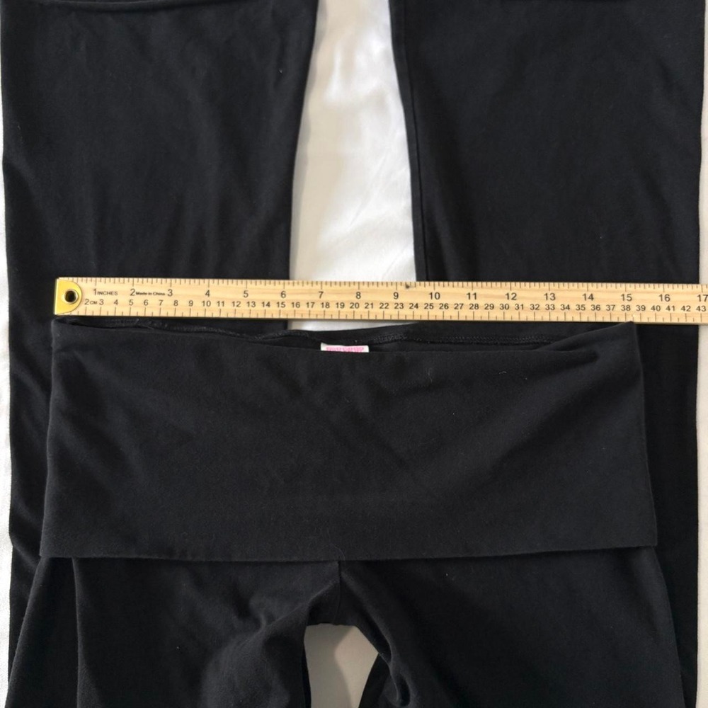 Victoria Secret Pink Foldover Flare Yoga Pants Women Medium Black Y2K Vintage - Picture 5 of 8